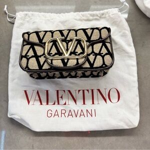 Valentino Brown and Cream Clutch / Shoulder Bag